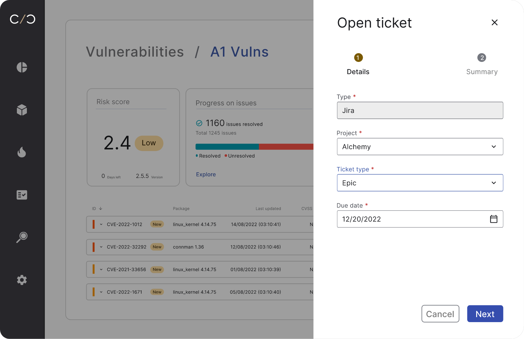 Vulnerability Management tab 2