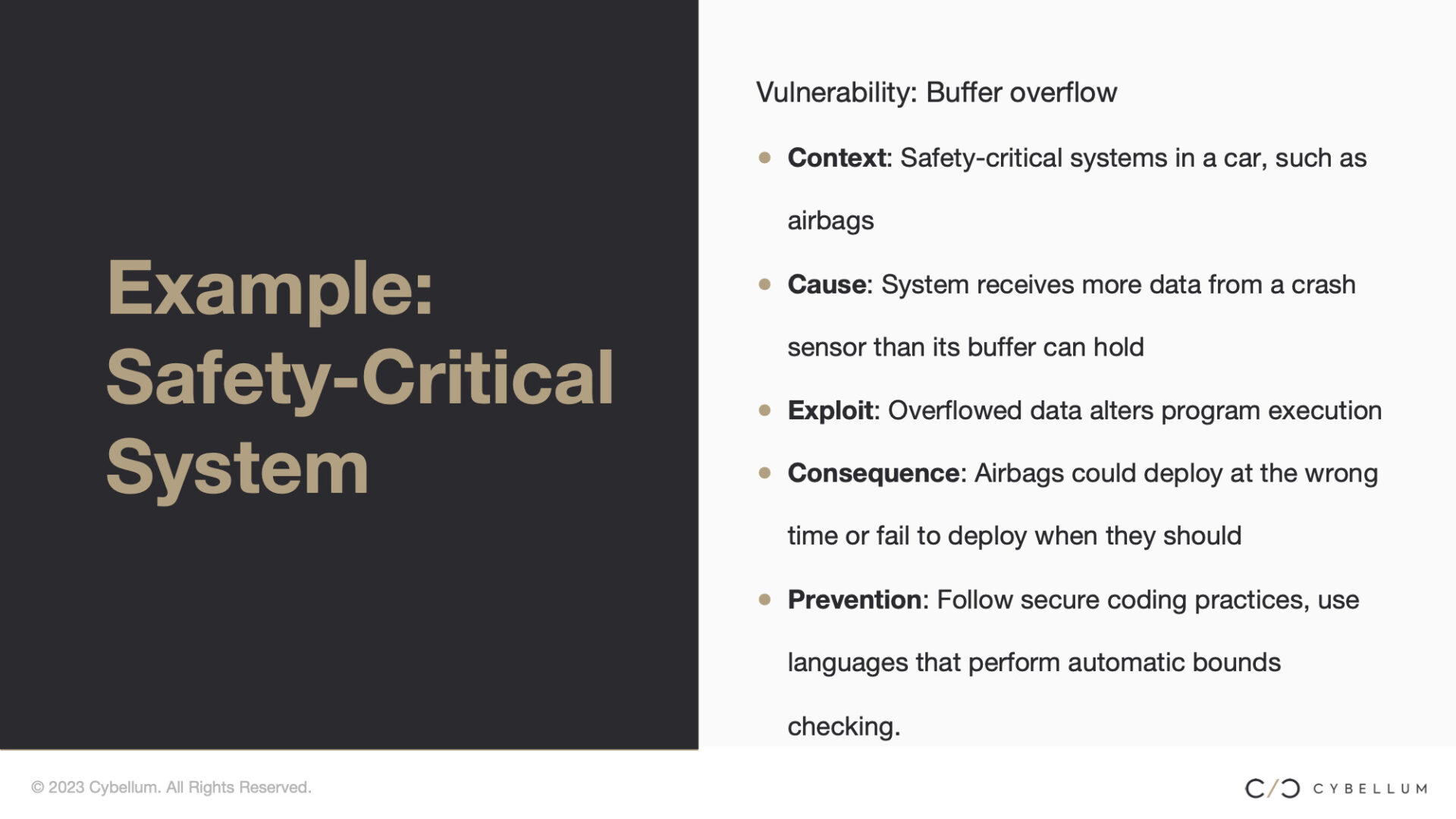 Vulnerability example of Safety Critical System