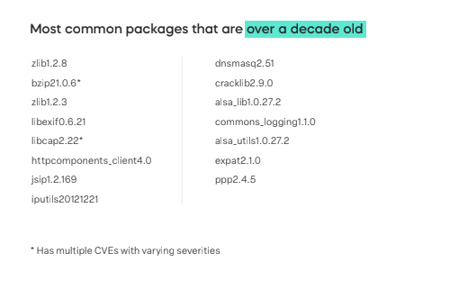 Most common packages over a decade old 2023